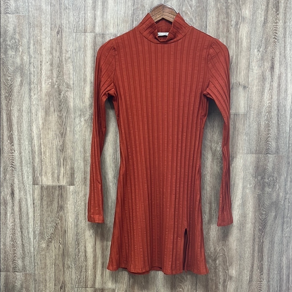 NEW Reformation Long Sleeve Sheath Dress with Mock Neck